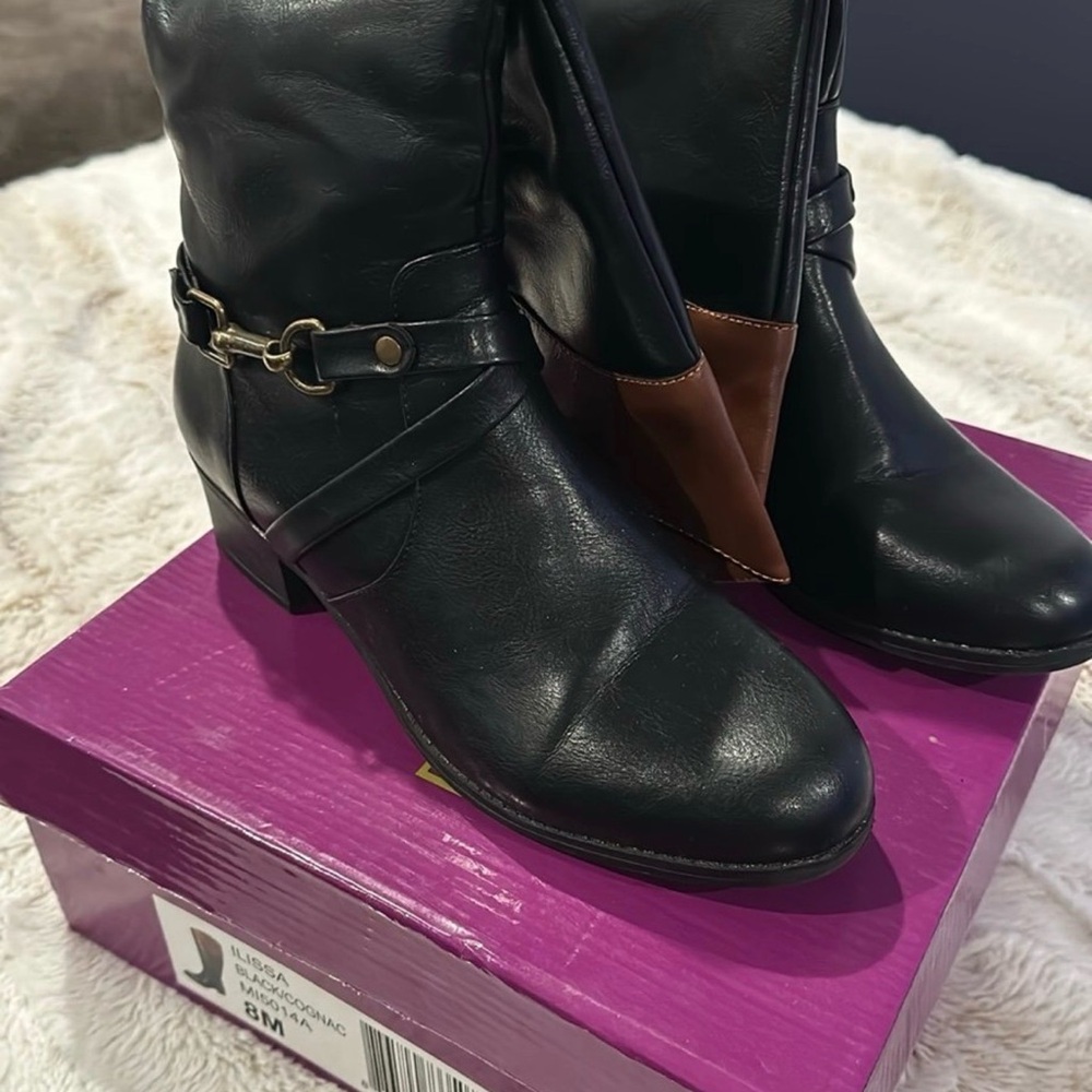 Rampage Black and Brown Heeled Boots